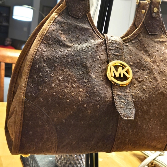 Michael Michael Kors distressed ostrich embossed leather satchel - Picture 6 of 13